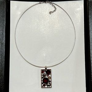 Silver and red stones beautiful necklace